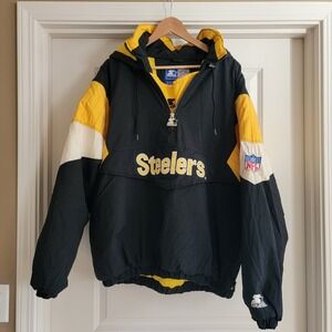 VINTAGE STARTER PRO LINE AUTHENTIC PITTSBURGH STEELERS PULLOVER JACKET‎ SIZE XL